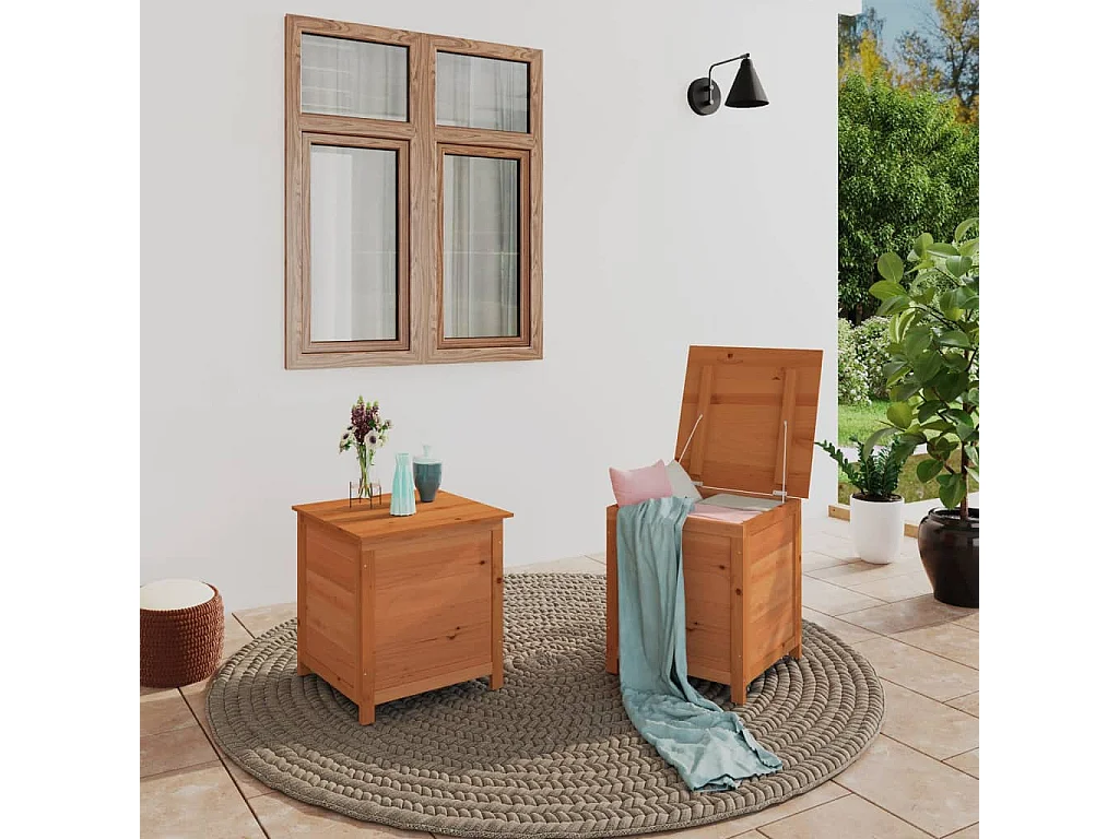 Caixa de almofada externa marrom 50x50x56 cm Abeto maciço