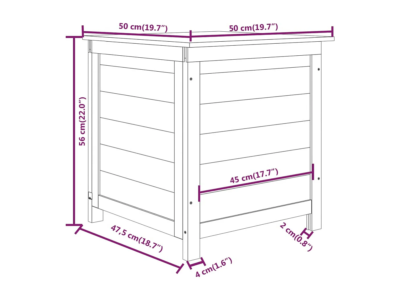 Caixa de almofada externa marrom 50x50x56 cm Abeto maciço