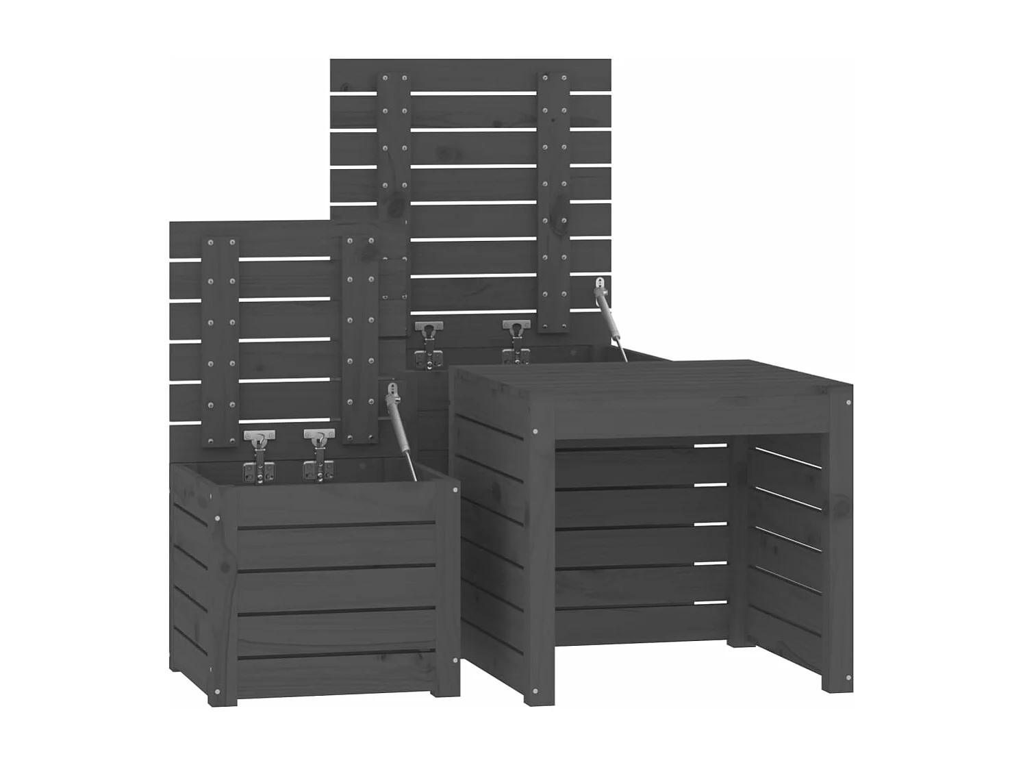Set Gartenkästen 3-tlg. graues massives Kiefernholz