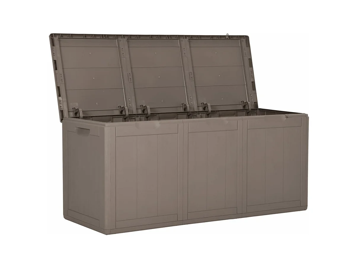 Boîte de rangement de jardin 270 L Marron PP Rotin