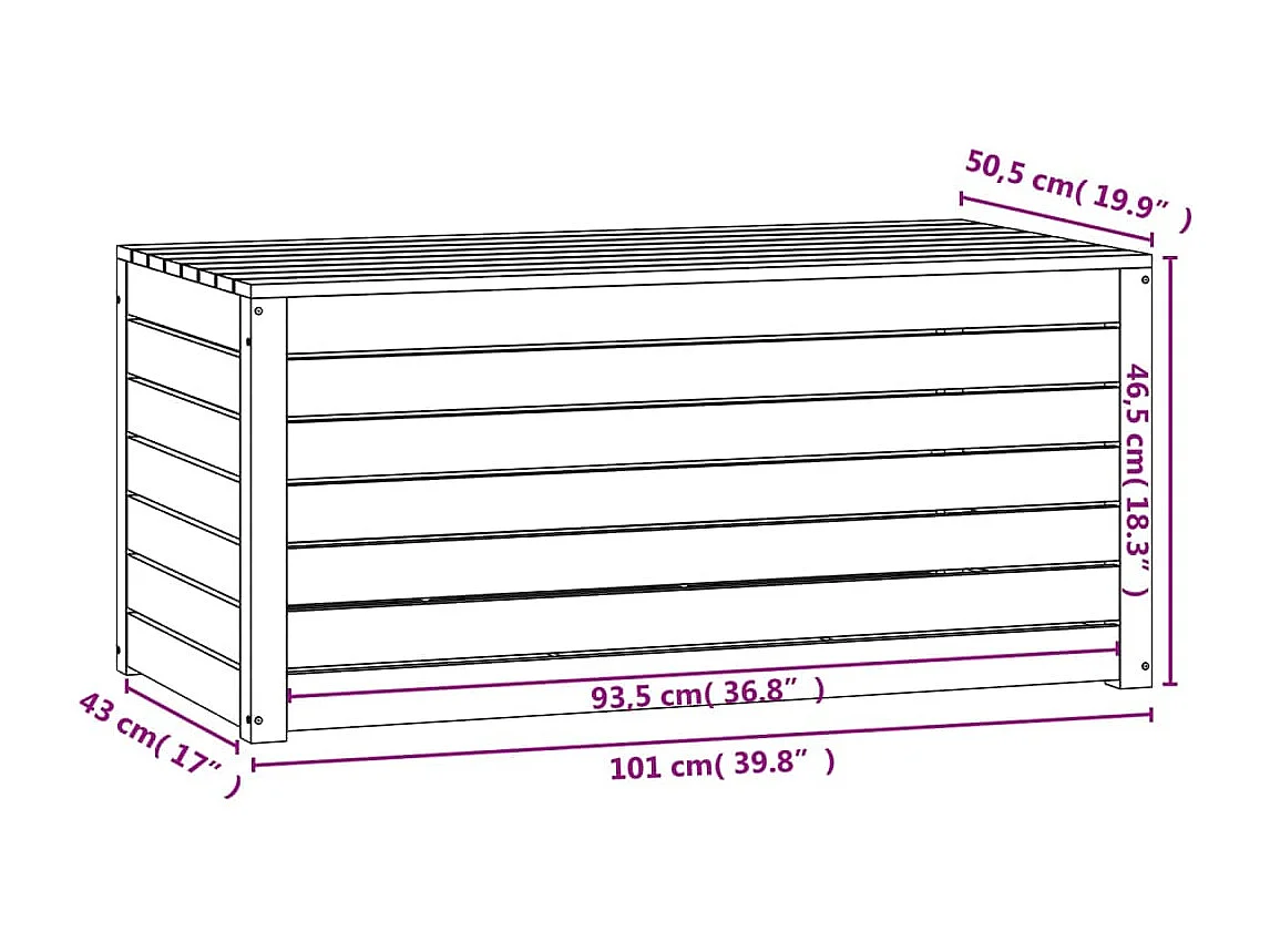 Boîte de jardin noir 101x50,5x46,5 cm bois massif de pin