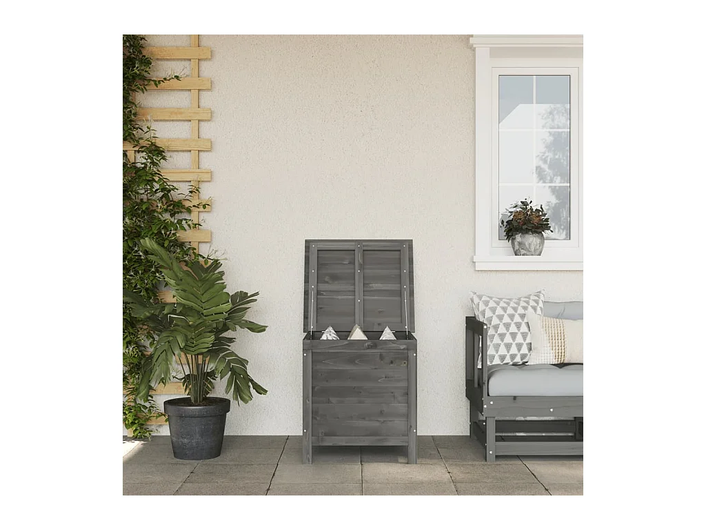 Boîte de rangement de jardin anthracite bois massif de sapin