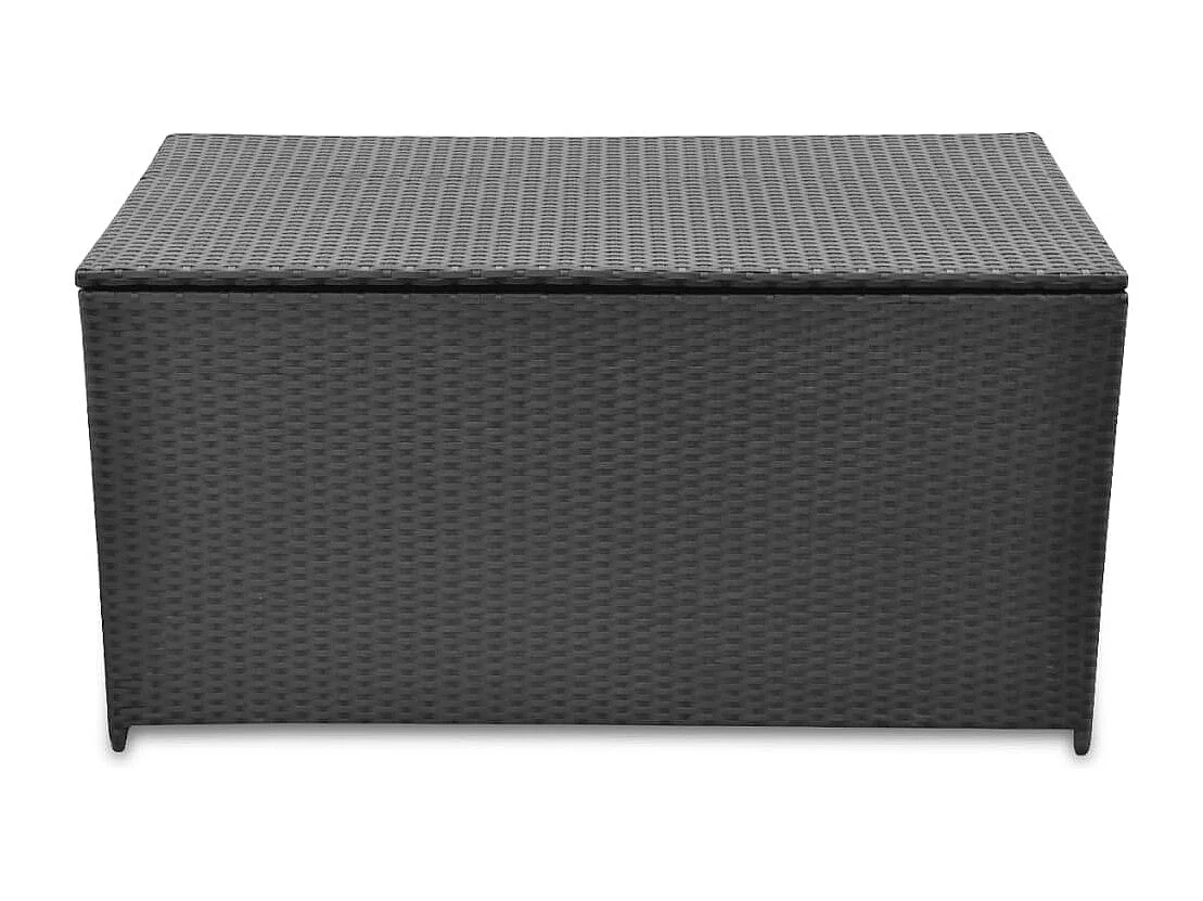 Caja de almacenamiento de jardín negra de resina tejida 120x50x60 cm