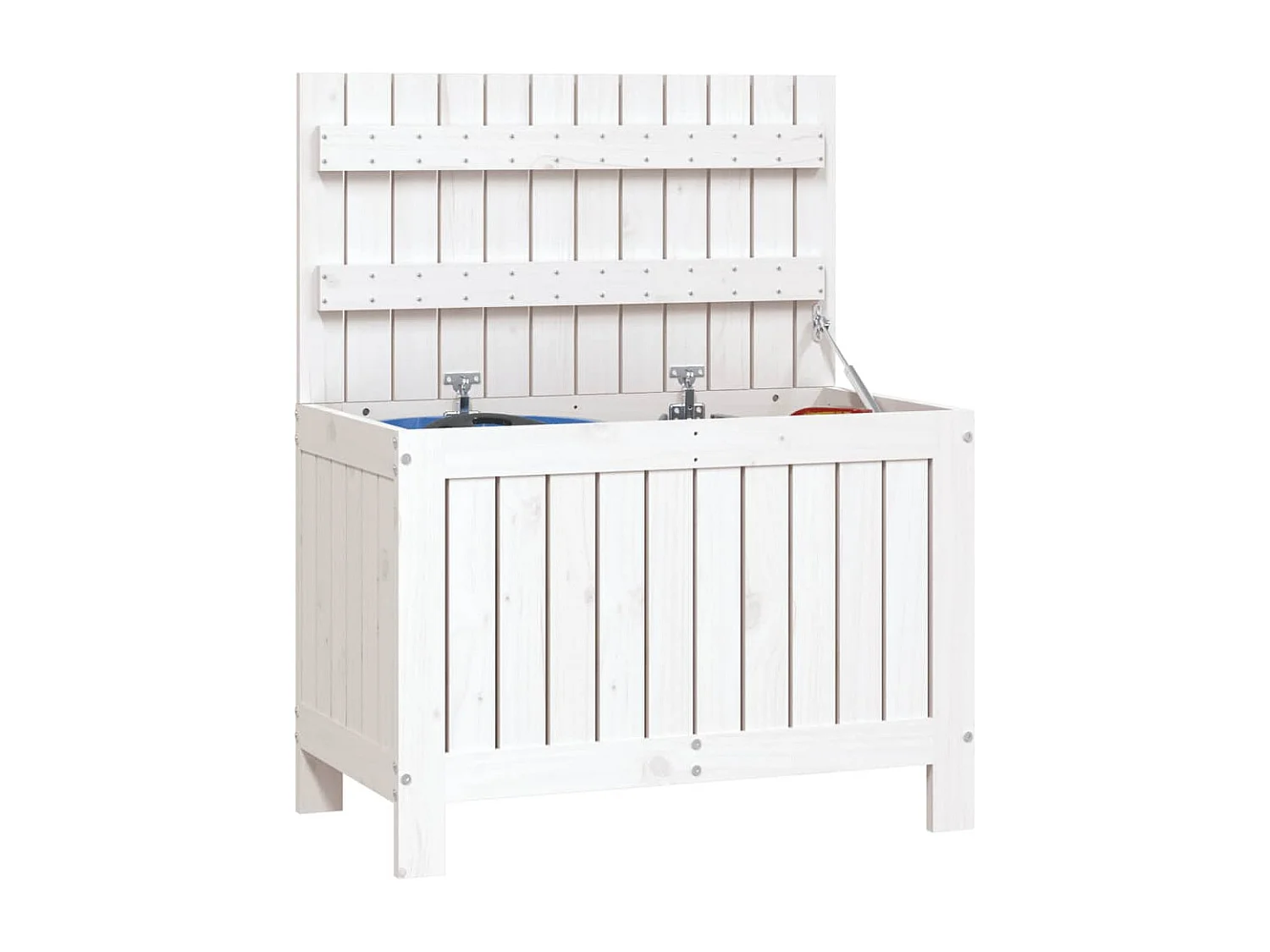 Caja de almacenaje para jardín Blanco 76x42,5x54 cm Madera de pino