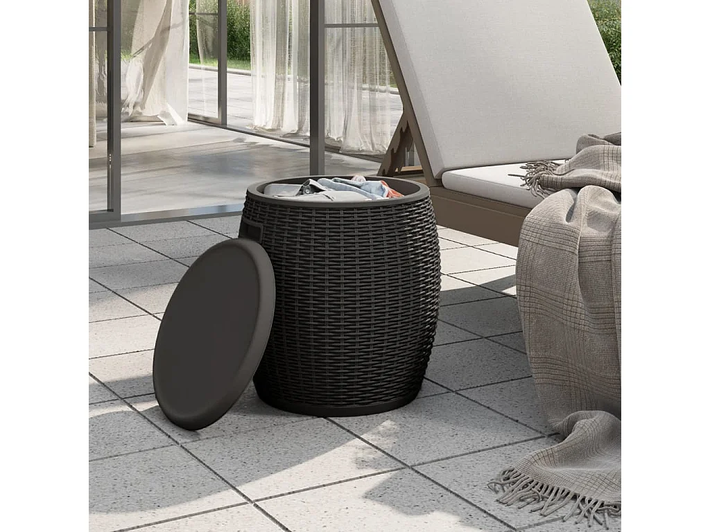 Caja de almacenamiento de jardín de polipropileno negro 4 en 1