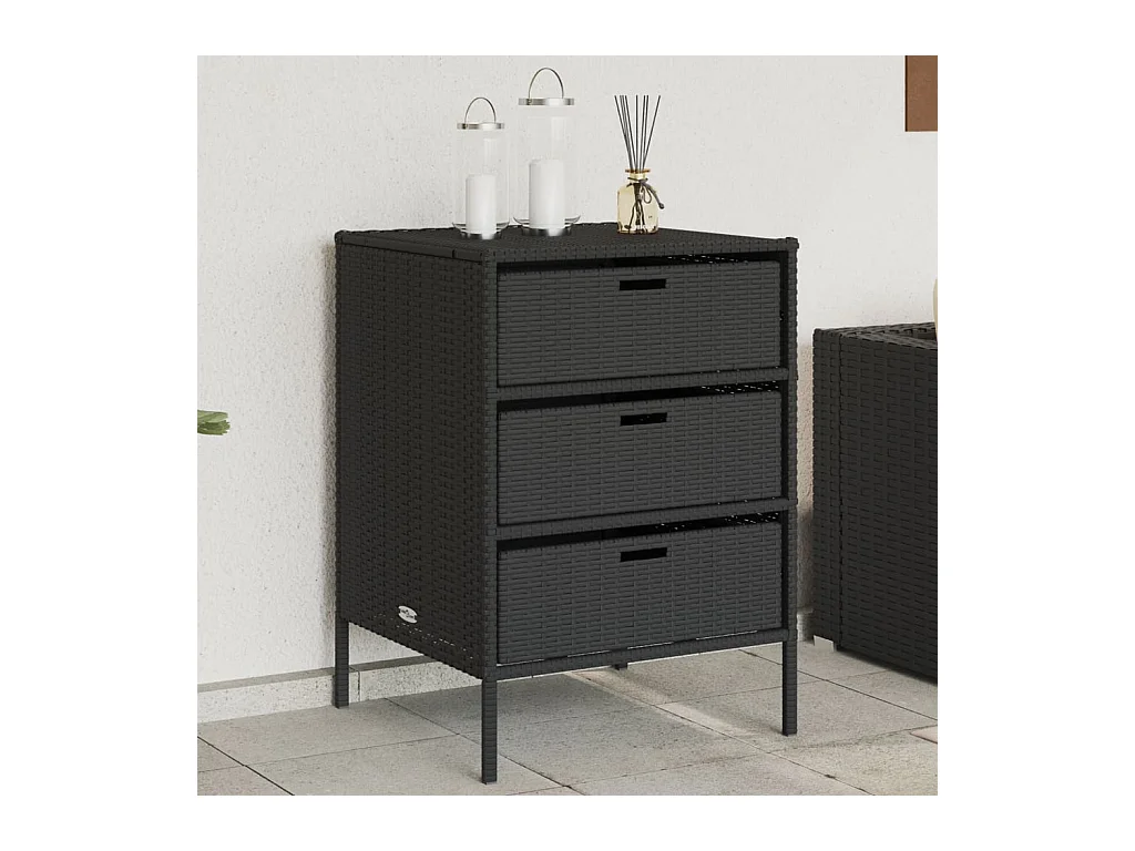 Armoire de rangement de jardin noir 55x59x80 cm résine tressée