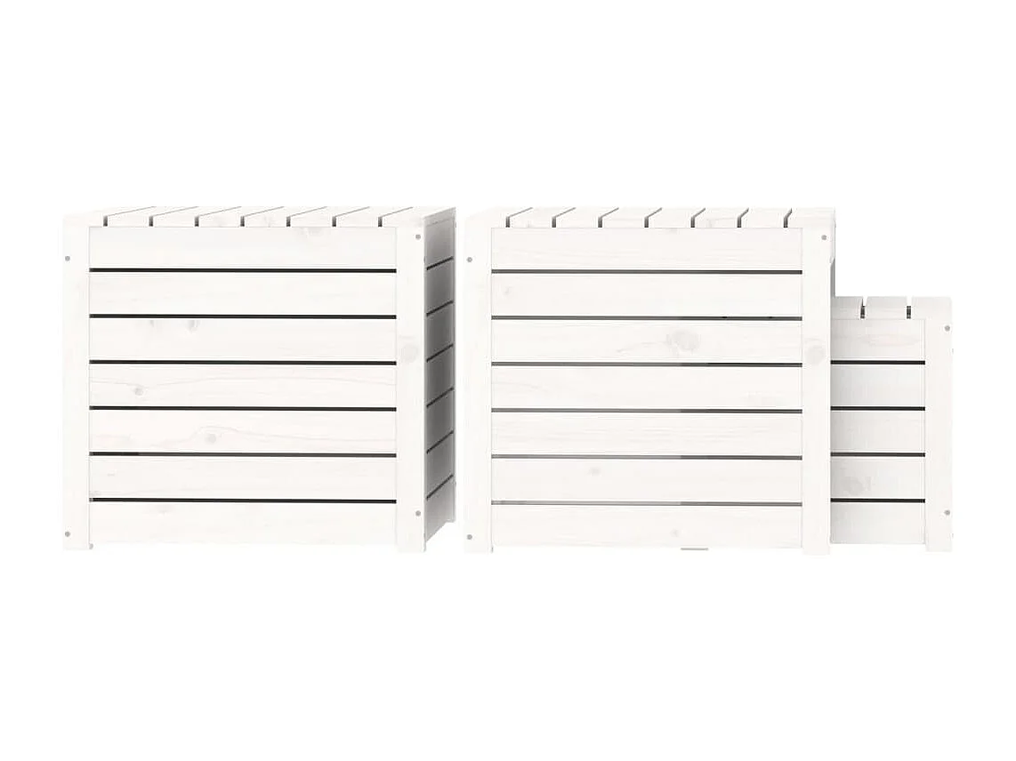 Caja de jardín 3 piezas madera maciza de pino blanco