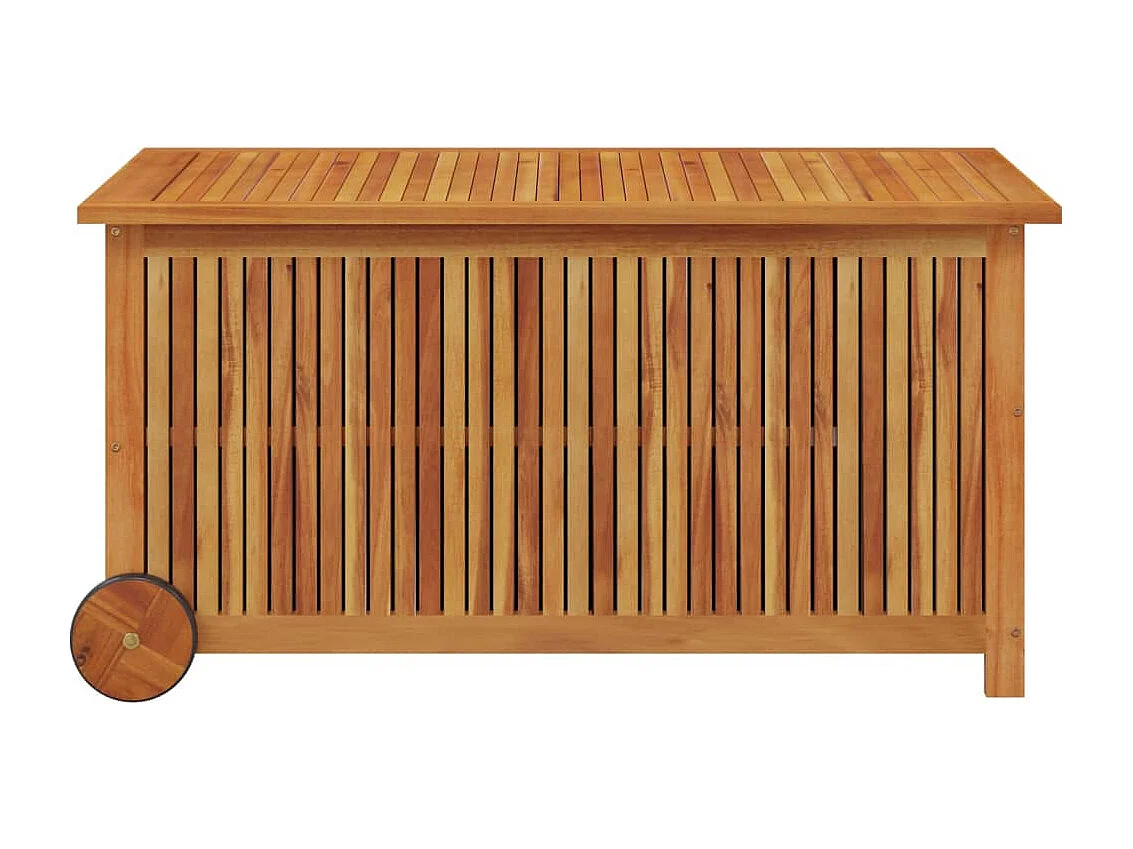Caja de almacenamiento de jardín con ruedas 113x50x58cm Madera de acacia