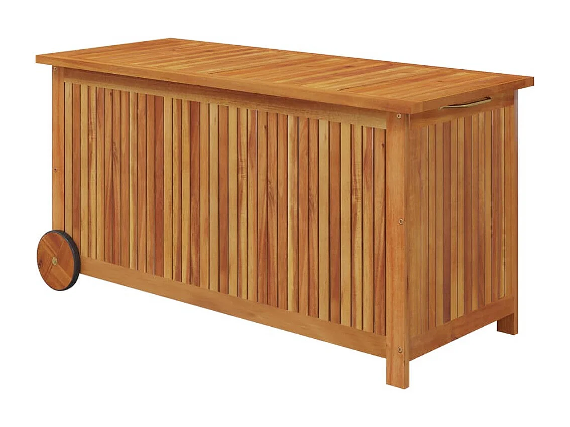 Baule da giardino con ruote 113x50x58cm Legno di acacia