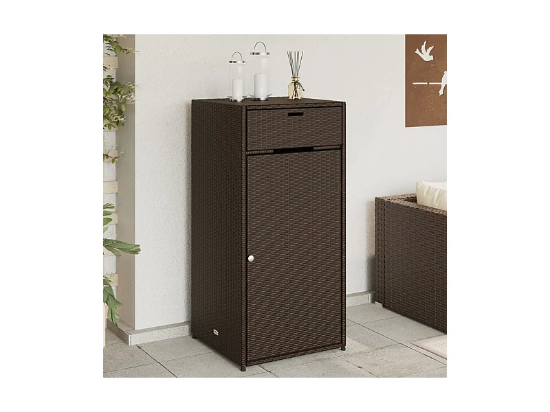 Mobile da giardino marrone 55x55x111 cm in resina intrecciata