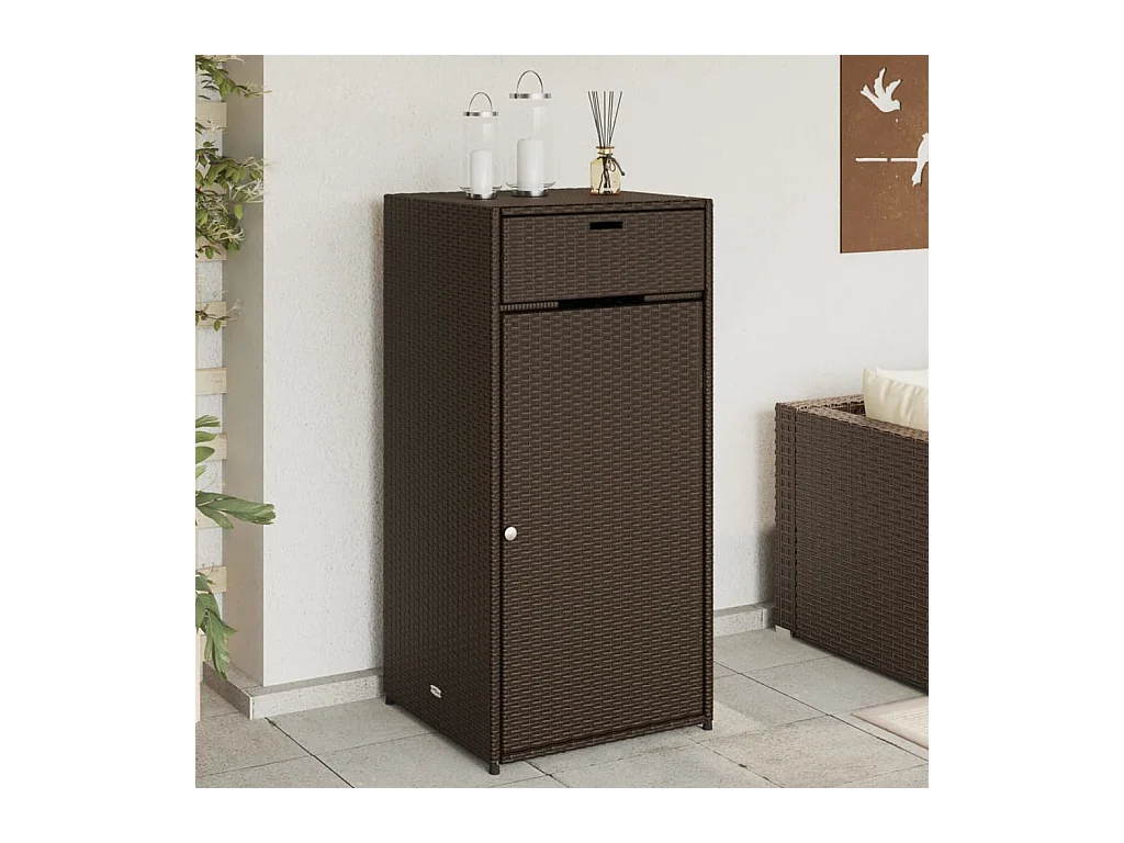 Brauner Gartenschrank 55x55x111 cm aus Kunstharzgeflecht