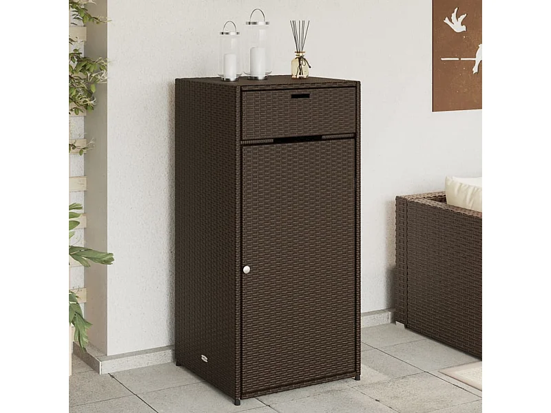 Armoire de rangement jardin marron 55x55x111 cm résine tressée