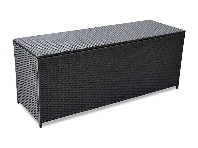 Caja de almacenamiento de jardín negra de resina tejida 150x50x60 cm