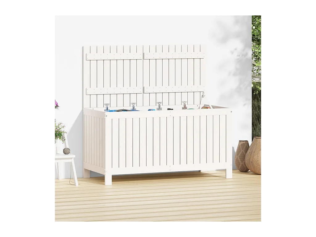 Boîte de rangement de jardin Blanc 121x55x64 cm Bois de pin