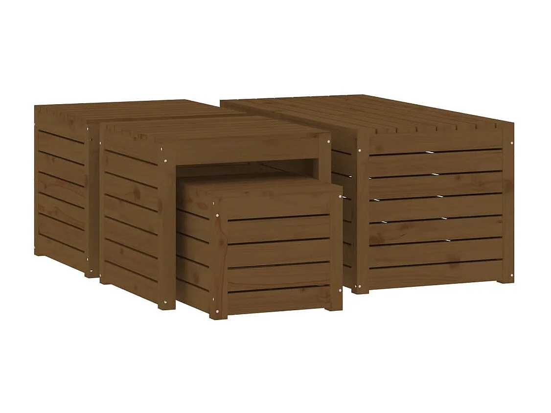 Set Gartenkästen 4-tlg. honigbraunes massives Kiefernholz