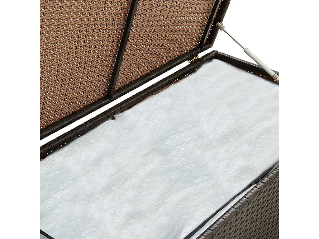 Caja de almacenamiento de jardín de resina tejida 200x50x60 cm marrón
