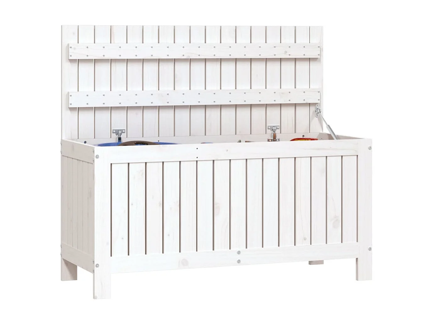 Garten-Aufbewahrungsbox Weiß 108x42,5x54 cm Kiefernholz