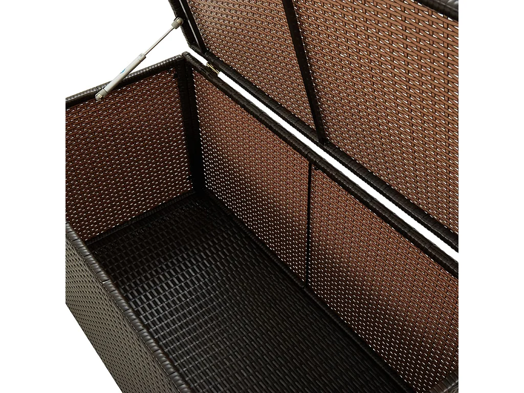Caja de almacenamiento de jardín de resina tejida 100x50x50 cm marrón