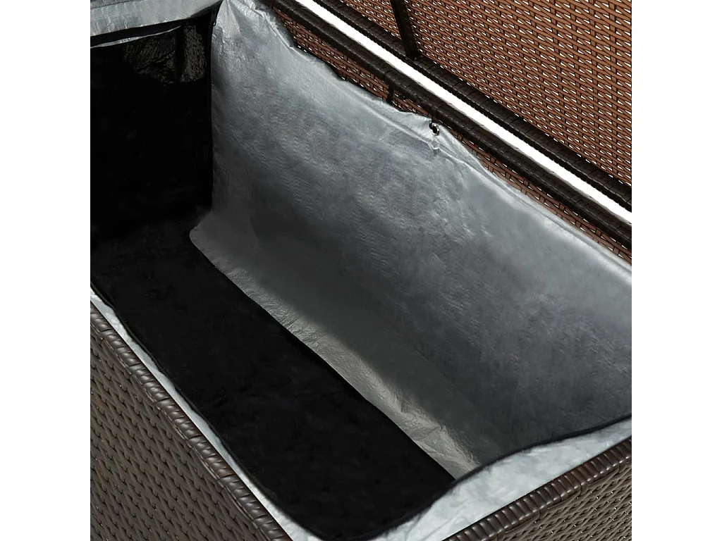 Caja de almacenamiento de jardín de resina tejida 100x50x50 cm marrón