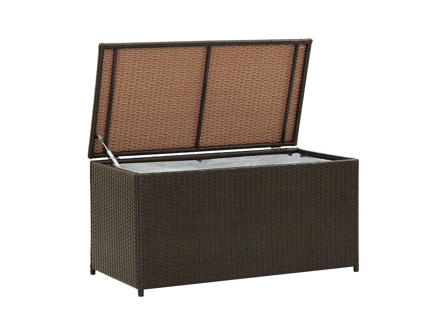 Boîte de rangement de jardin résine tressée 100x50x50 cm marron