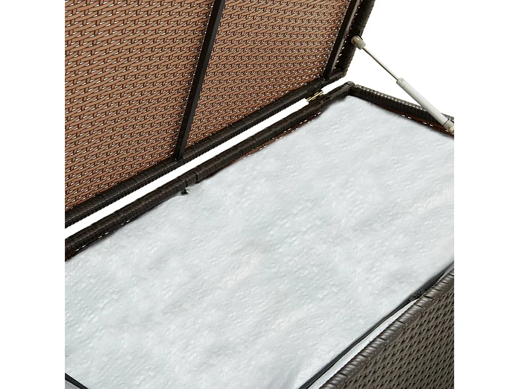 Caja de almacenamiento de jardín de resina tejida 100x50x50 cm marrón