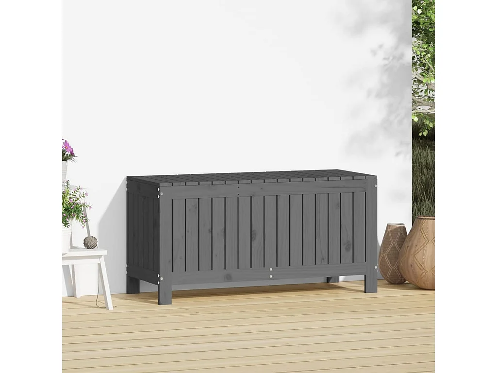 Caja de almacenaje para jardín Gris 108x42,5x54 cm Madera de pino