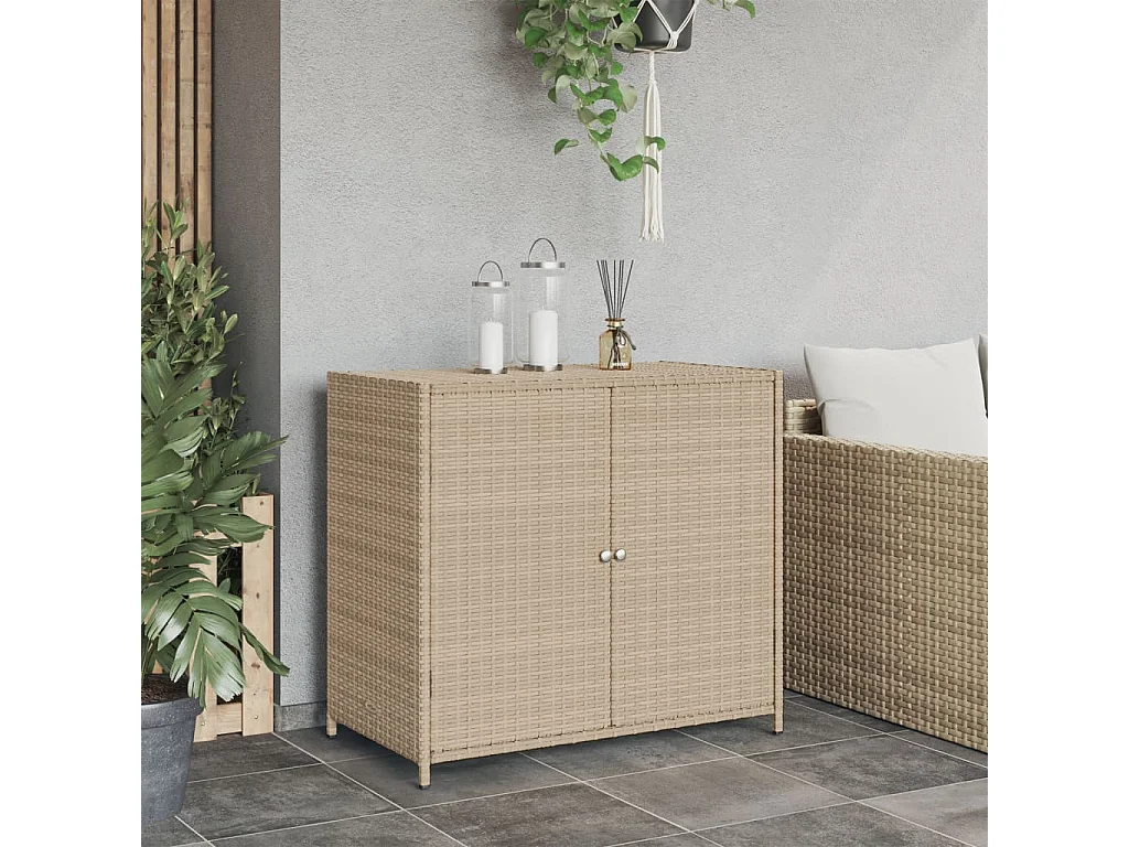 Mobile da giardino beige 83x45x76 cm in resina intrecciata