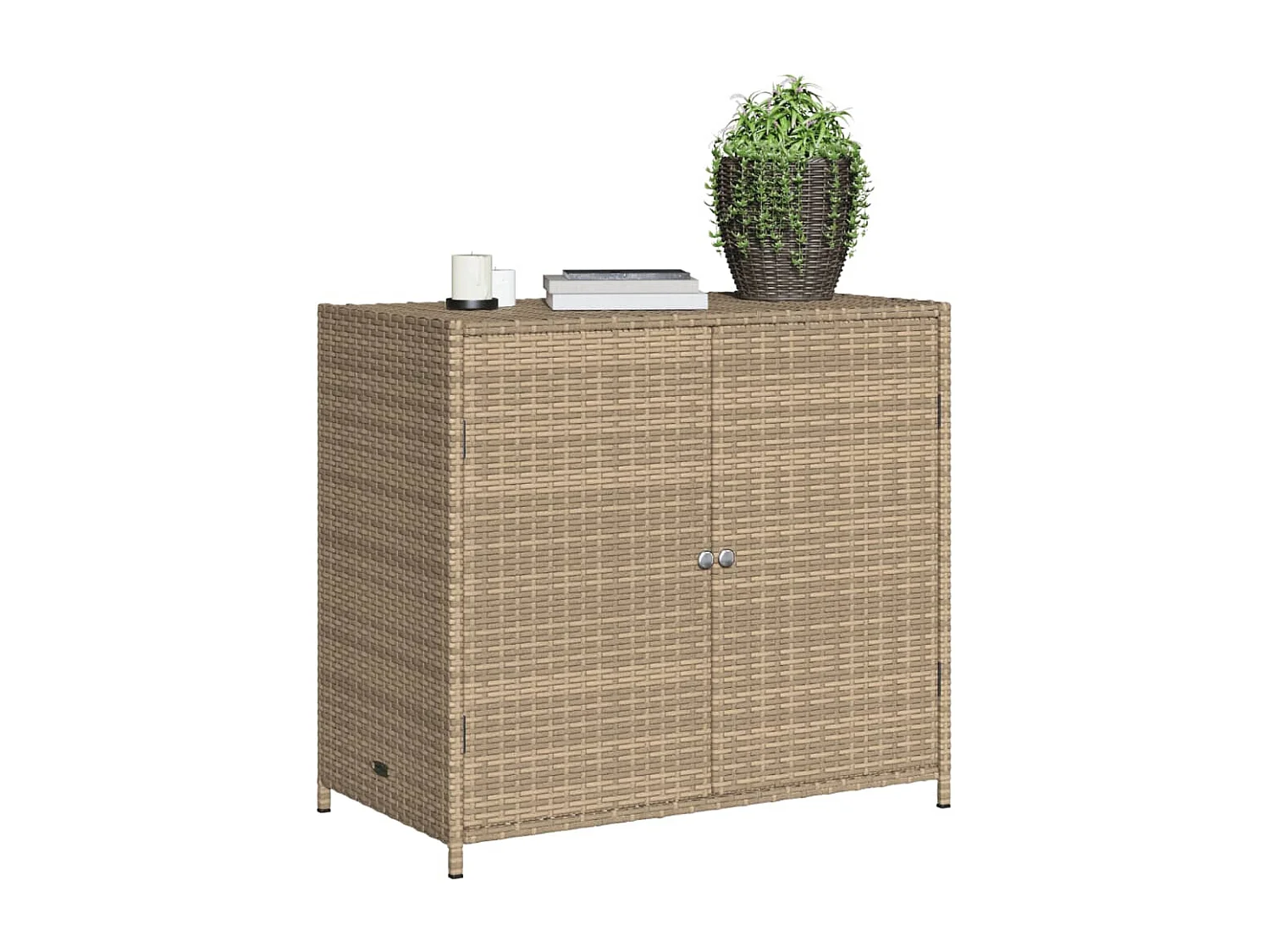 Mobile da giardino beige 83x45x76 cm in resina intrecciata
