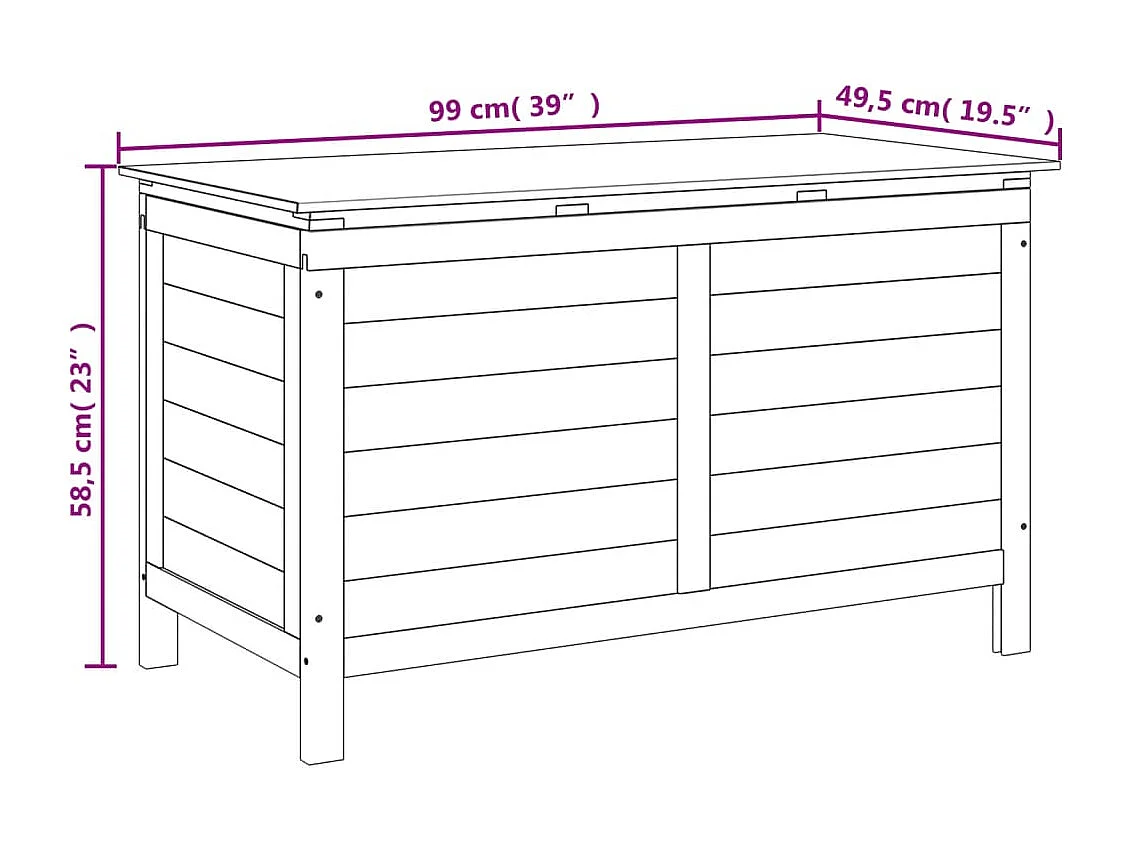 Boîte de rangement de jardin 99x49,5x58,5 cm bois massif sapin