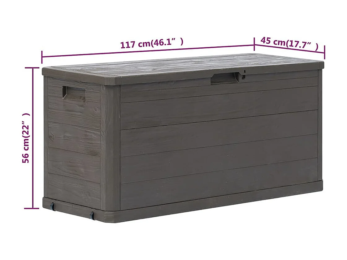 Boîte de rangement de jardin 280 L Marron