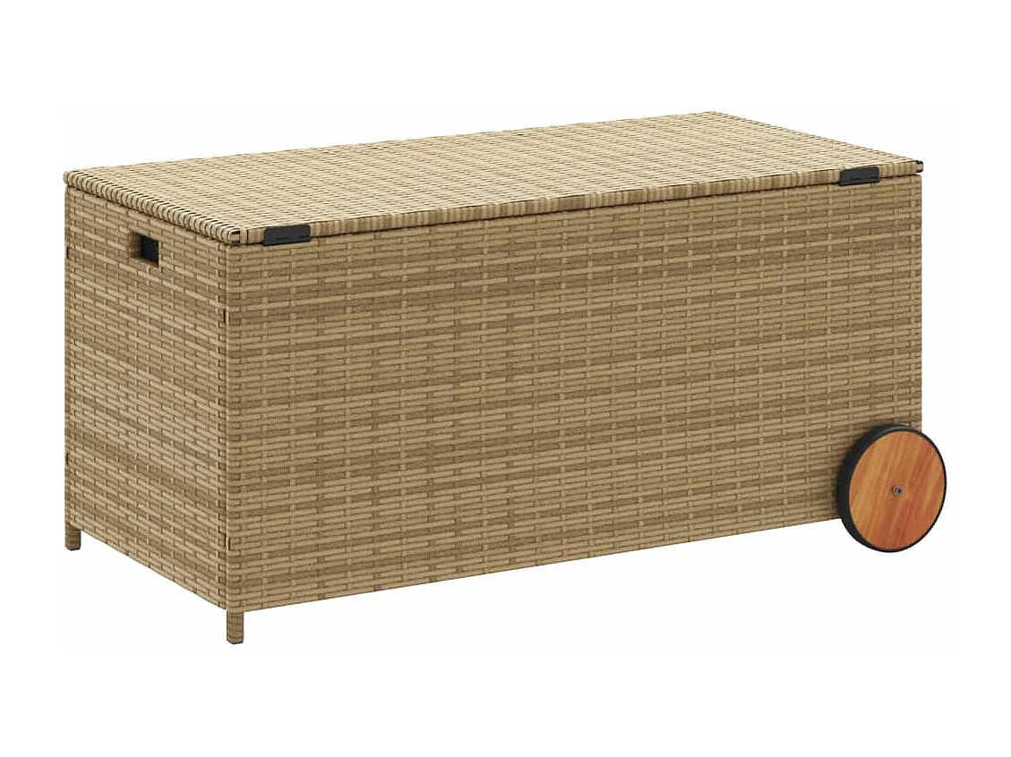Box portaoggetti da giardino e ruote beige mix rattan 190L