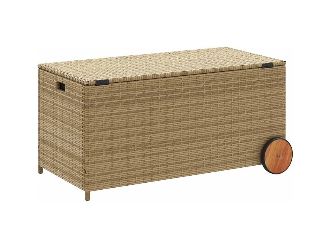 Tuinopbergbox en wielen beige mix 190L rotan