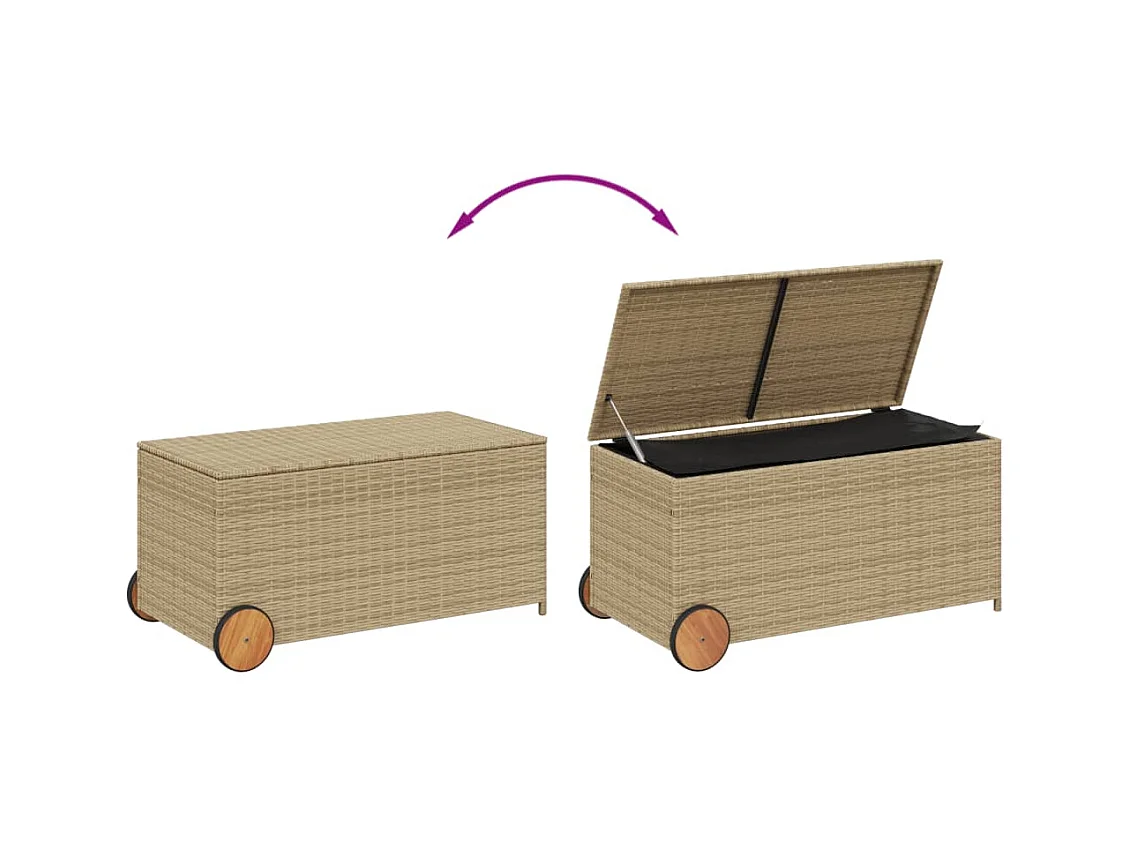 Tuinopbergbox en wielen beige mix 190L rotan
