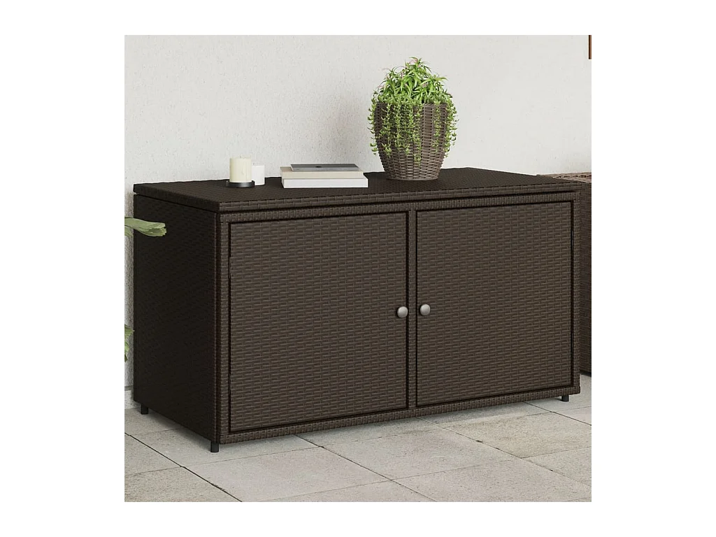 Armoire de rangement jardin marron 110x55x60,5cm résine tressée