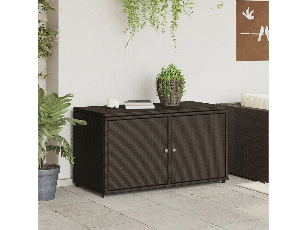 Armoire de rangement jardin marron 110x55x60,5cm résine tressée