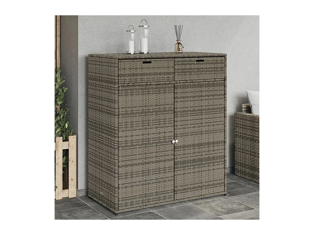 Armoire de rangement de jardin gris 105x55x113cm résine tressée