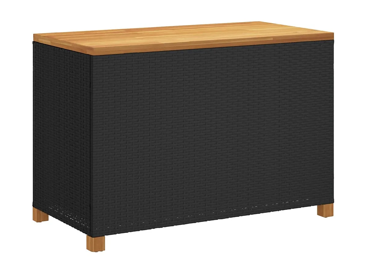 Baule da giardino nero in resina intrecciata in legno di acacia