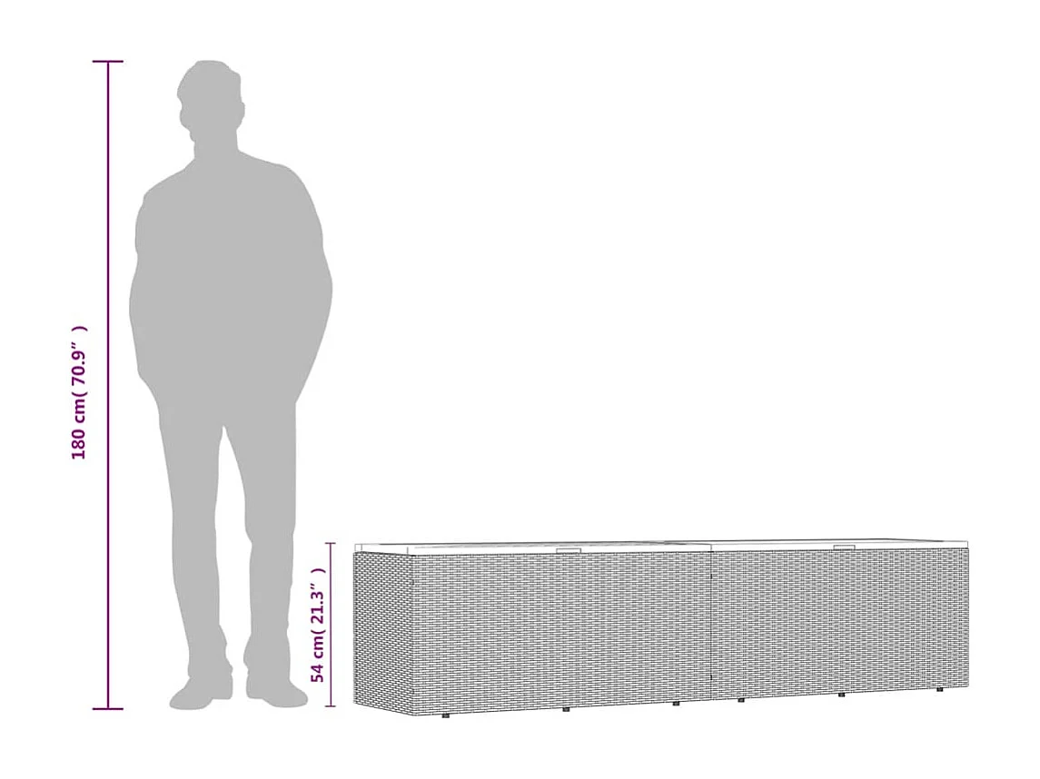 Grijze tuinopbergbox van geweven hars acaciahout