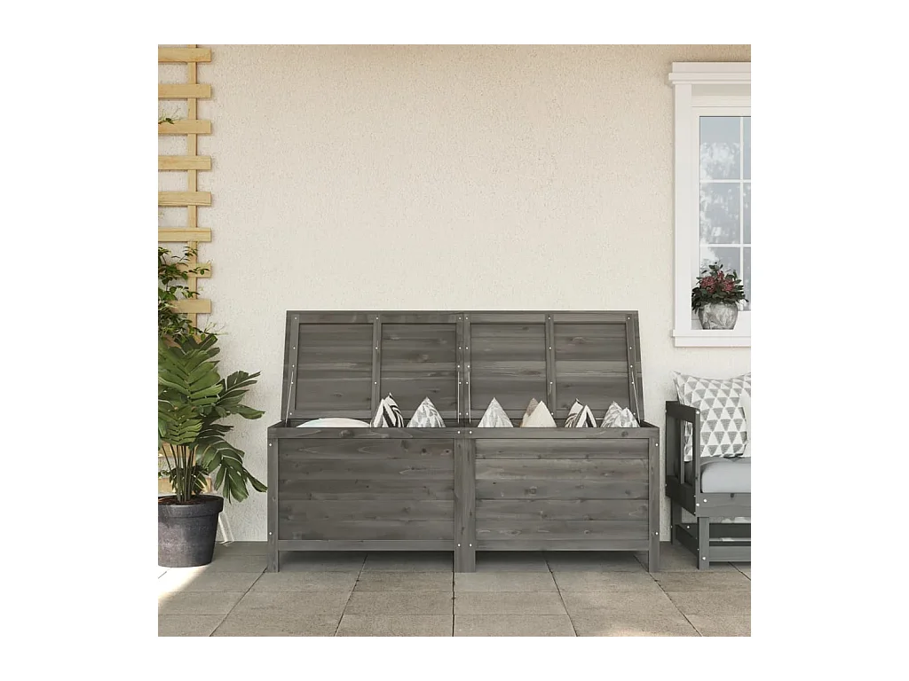 Boîte de rangement de jardin anthracite bois massif sapin