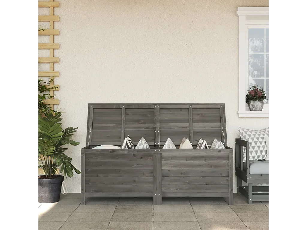 Boîte de rangement de jardin anthracite bois massif sapin