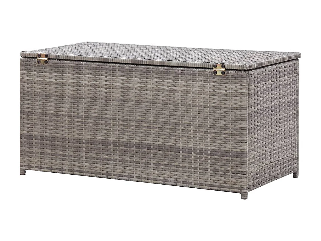Baule da giardino in resina intrecciata 100x50x50 cm grigio