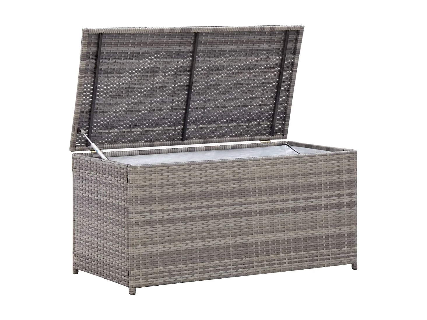Boîte de rangement de jardin résine tressée 100x50x50 cm gris
