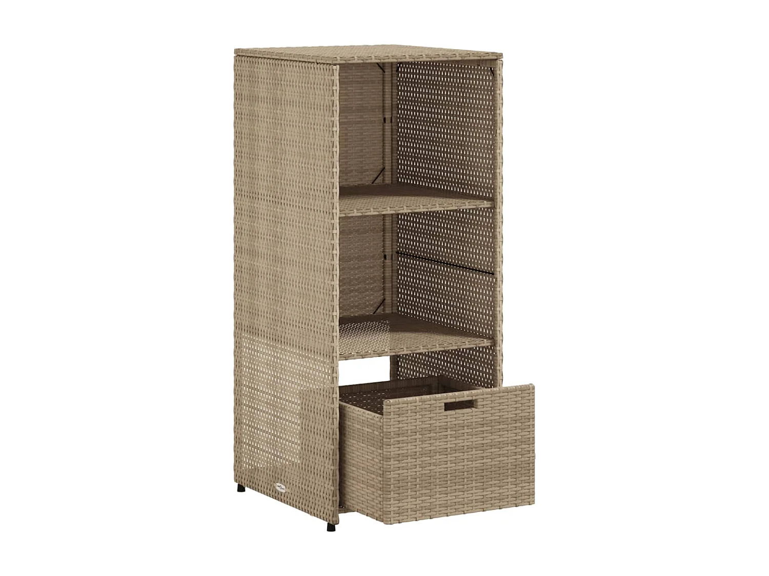 Armário de armazenamento de jardim bege 50x55x115cm resina tecida