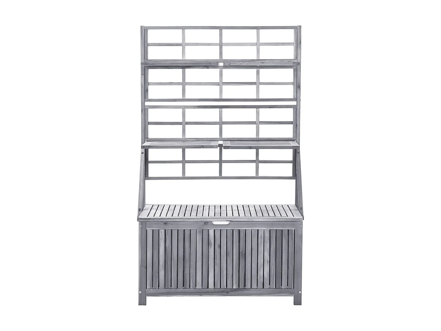 Boîte de rangement avec treillis Gris 99x55x160cm Acacia solide