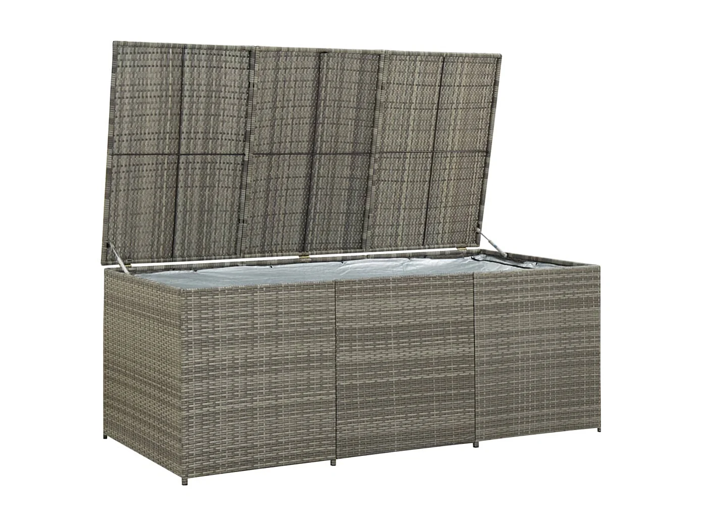 Boîte de rangement de jardin résine tressée 180x90x70 cm gris
