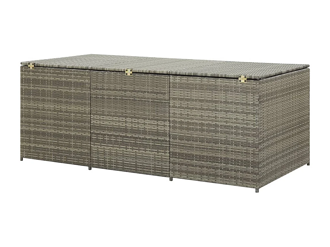 Boîte de rangement de jardin résine tressée 180x90x70 cm gris