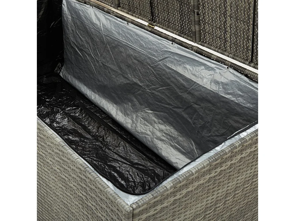 Boîte de rangement de jardin résine tressée 180x90x70 cm gris