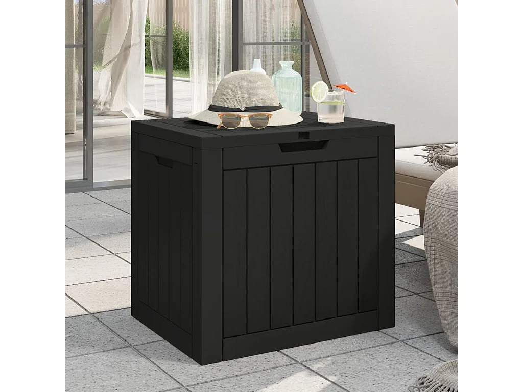 Boîte de stockage de jardin noir 55,5x43x53 cm polypropylène