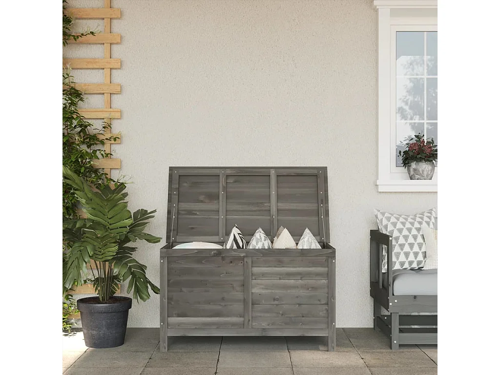 Boîte de rangement de jardin anthracite bois massif de sapin