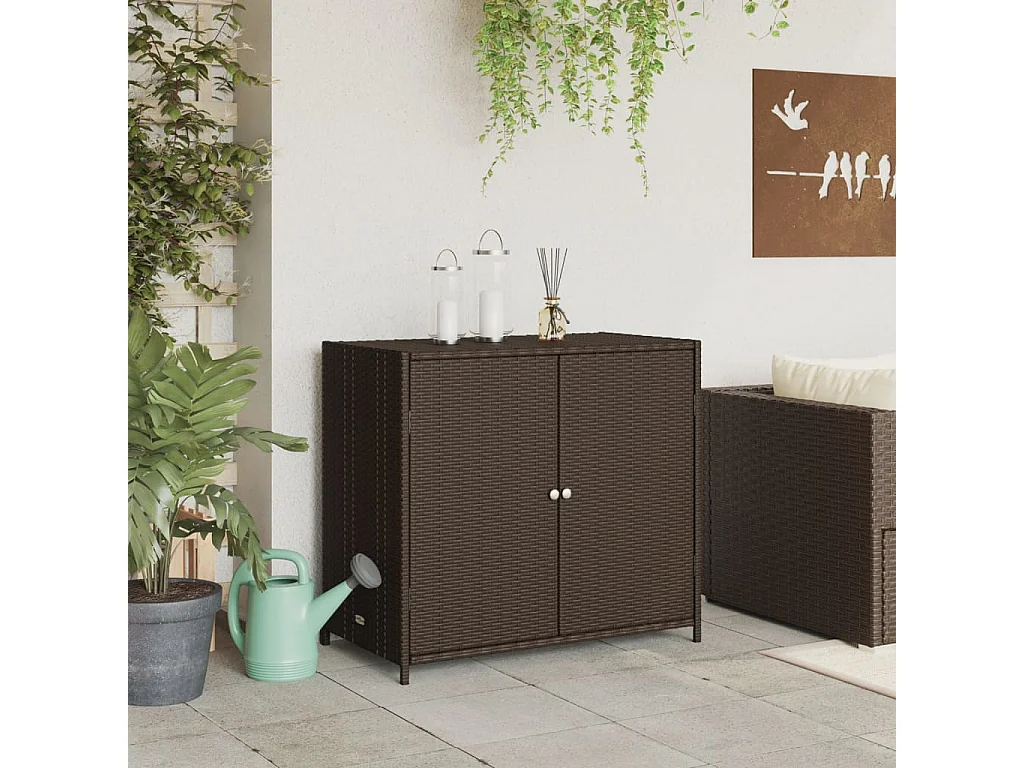 Armoire de rangement de jardin marron 83x45x76cm résine tressée